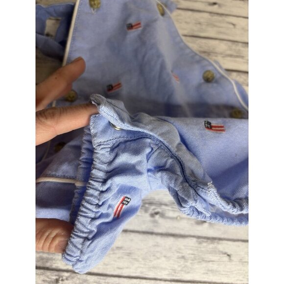 Janie and Jack Light Blue Romper with Flag Embroidery - Picture 5 of 6